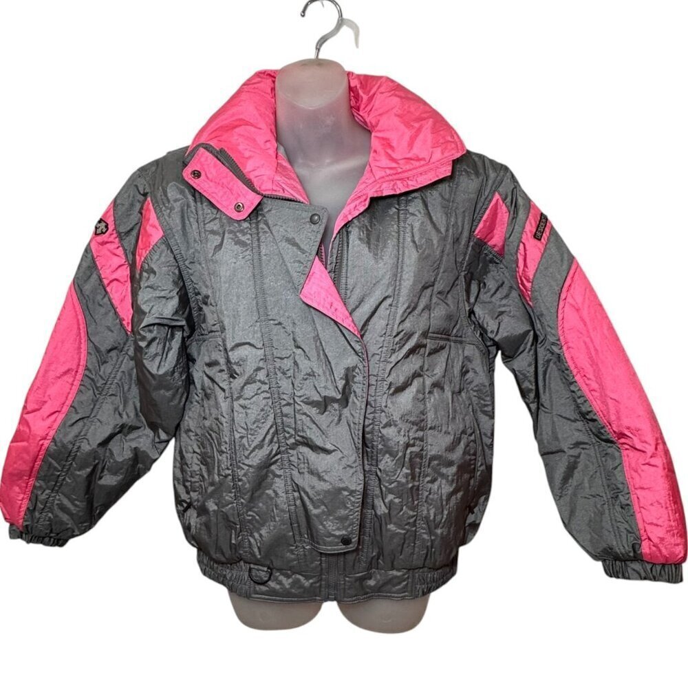 Vintage 90s Descente Japan Women’s Puffy Ski Jacket Size S (6-8)‎ Pink Gray